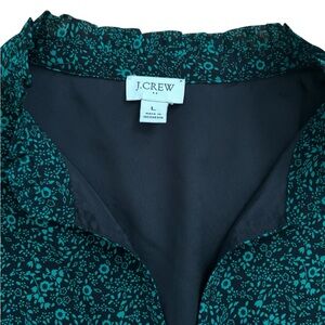 J. Crew Factory - V-Neck Soft Gauze Top - Green and Black Print - Size L